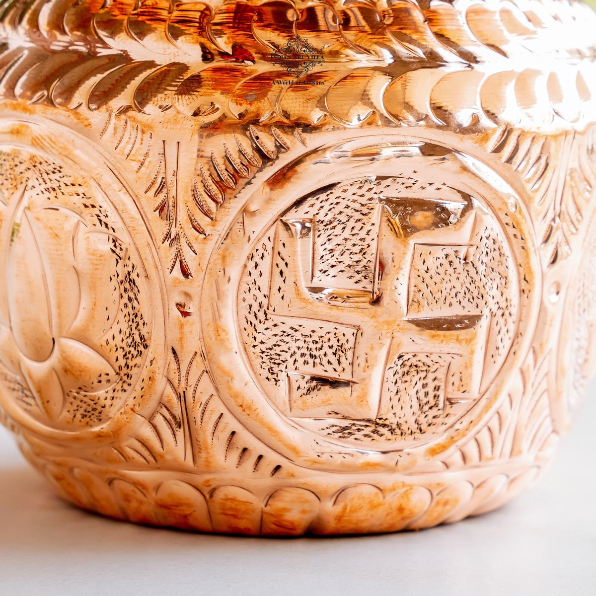 Pure Copper Lota with Om Design For Pooja - 700 ML
