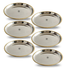 Steel Brass Quarter Serving Plate with Brass Beeding, 19.05 cm,  serveware, Tableware