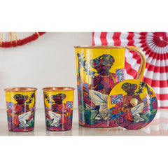 Pure Copper Printed Padharo Mhare Desh Jug & Glass Gift Set