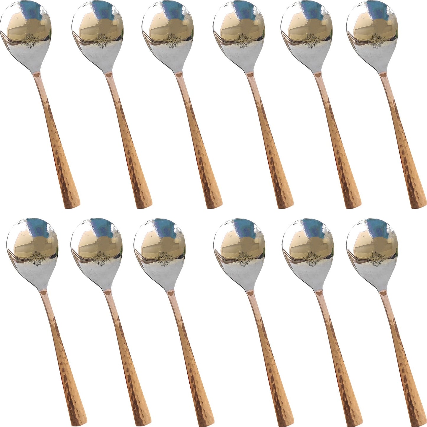 Steel Copper Handmade Hammered Design Serving Spoon