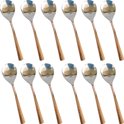 Steel Copper Handmade Hammered Design Serving Spoon