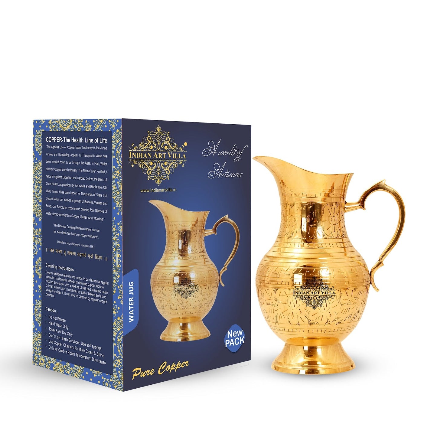 Pure Brass Water Jug With Mughlai Design -Style of Elegance & Wellness