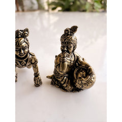 Pure Brass Miniature Bal Gopal Janmashtami Murti Combo Set