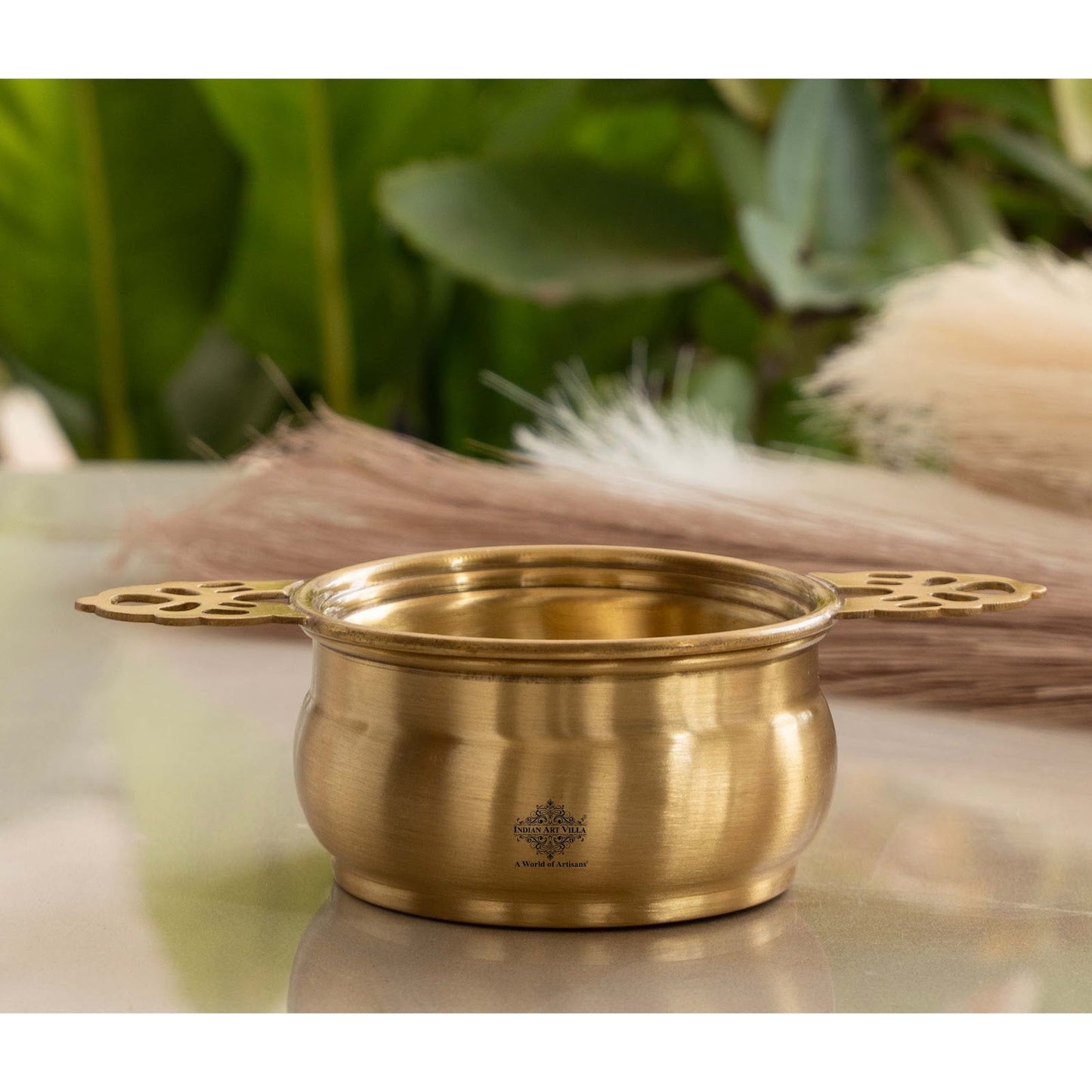 Brass Matt Finish Tea Infuser with Bowl Elegant Chai Chalani