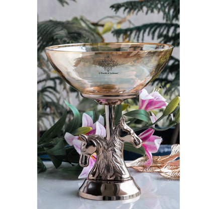 Antique Decorative Bowl with Horse Design Pedestal, Fruit Bowl, Snack Server, Centerpiece Dish, Home & Table Decor