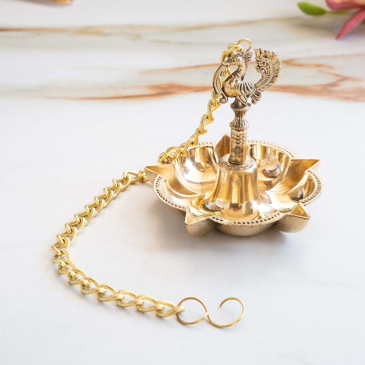 Brass Hanging Diya Set of 2 for Daily Pooja and Ritual Lighting
