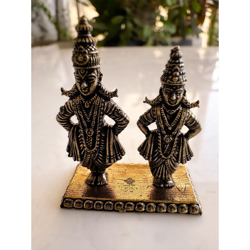 Pure Brass Miniature Vitthal Rukmini Ji Murti - 3.98 cm