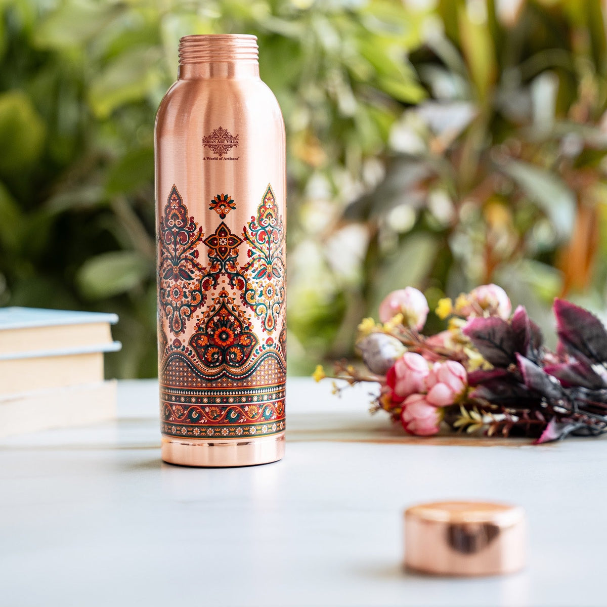 Pure Copper Kalakriti Madhubani Printed Bottle – 940 ML