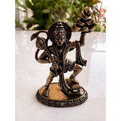 Pure Brass Miniature Hanuman Ji Standing Murti with Parvat