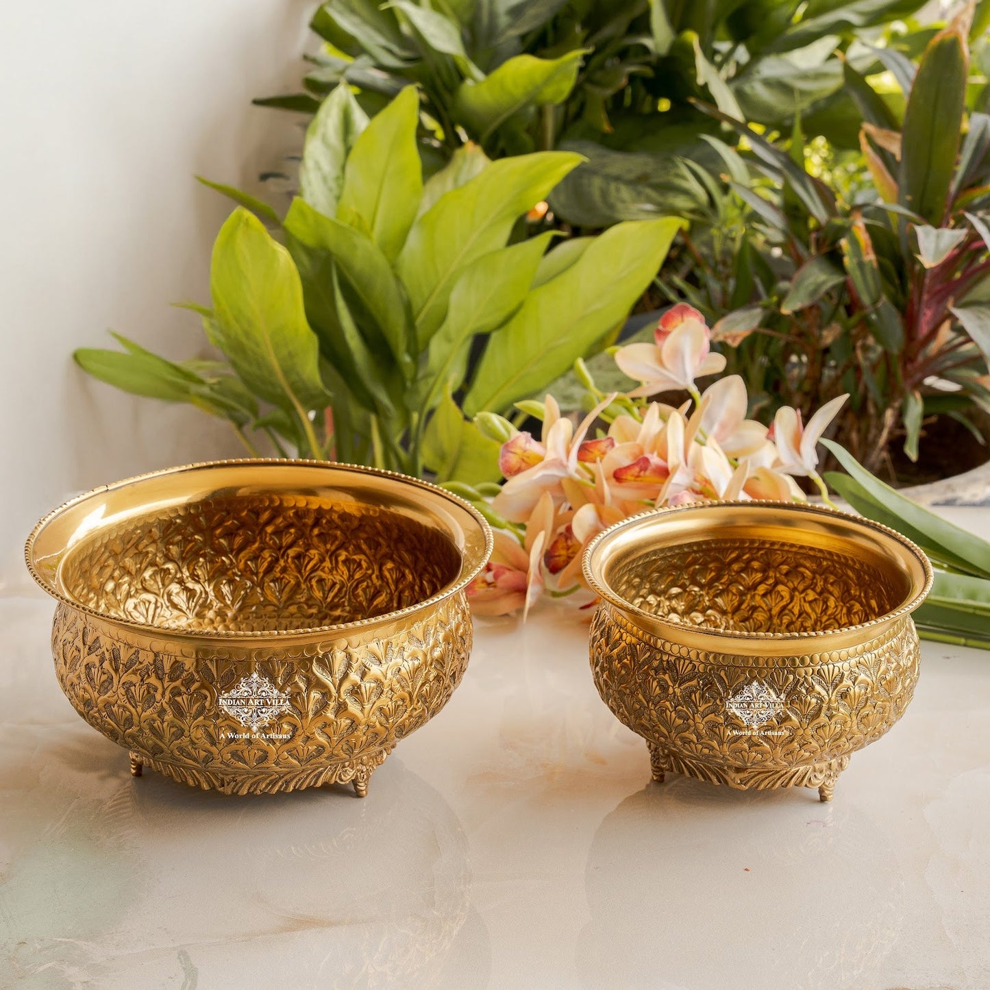 Pure Brass Embossed Design Decorative Bowl