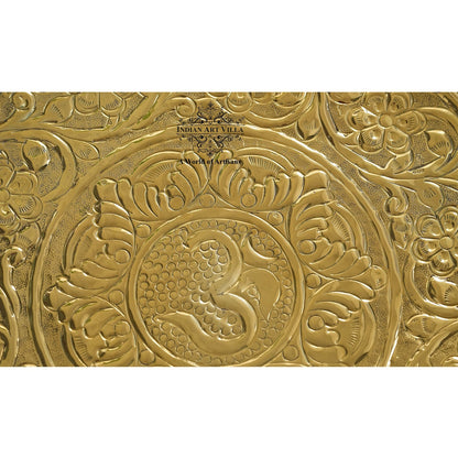 Pure Brass Om Design Pooja Thali Plate | Poojan Temple Home |Diameter 34.04 CMS