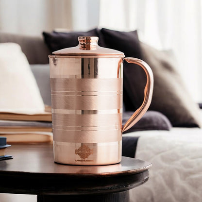 Pure Copper Luxury Design Jug with Lid and Handle – 1700 ML