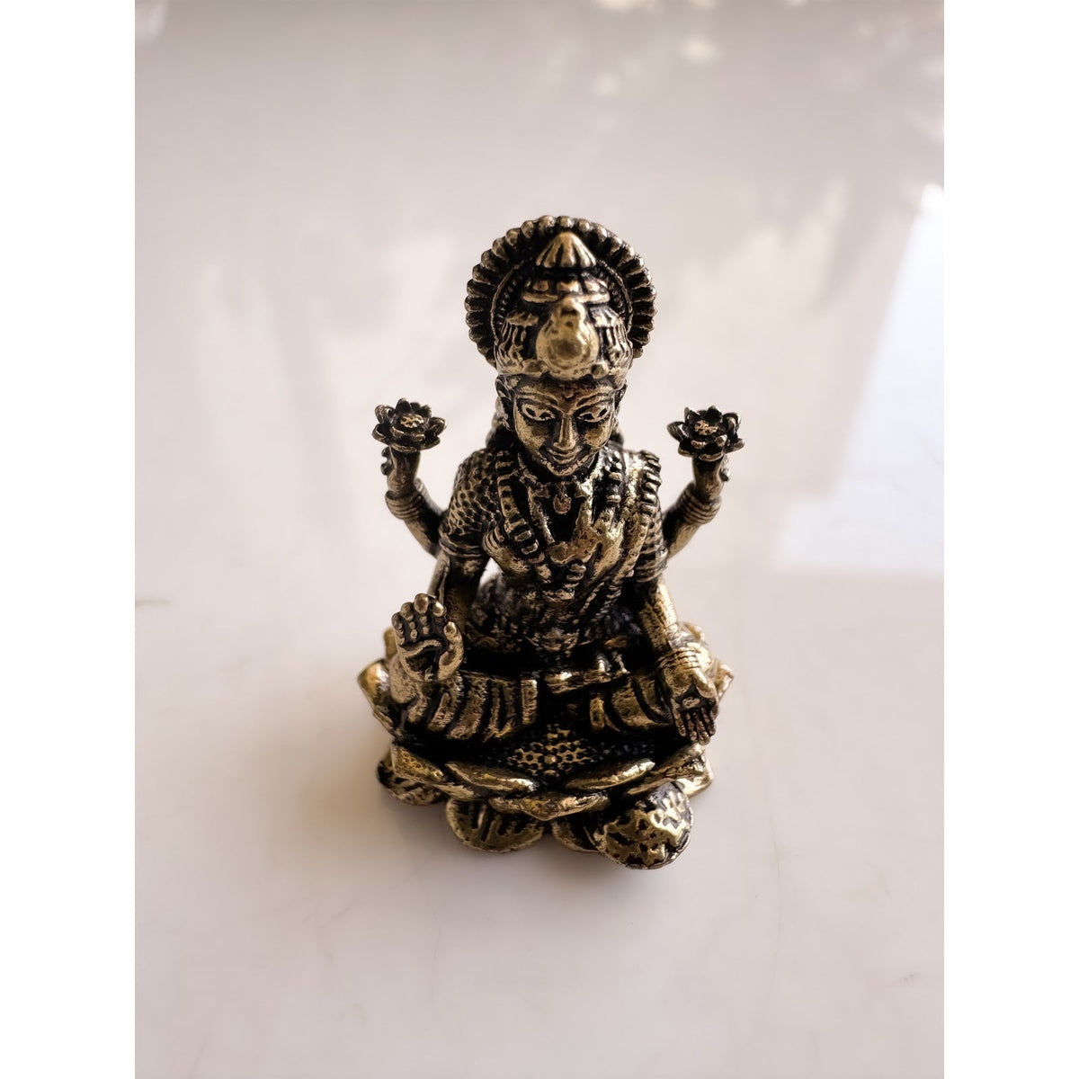 Pure Brass Miniature Lakshmi Ji Murti Sitting On Lotus