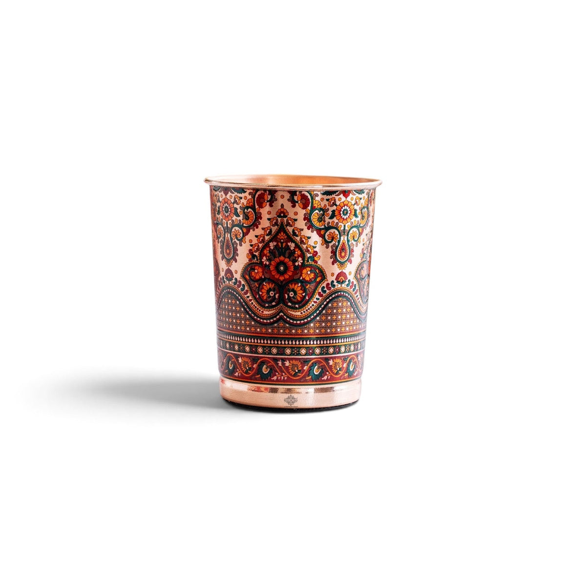 Pure Copper Kalakriti Print Glass for Daily Use, Home & Gifting - 270 ML