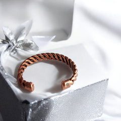Pure Copper Spiral & Dots Bangle Handcrafted Adjustable Bracelet for Men & Women