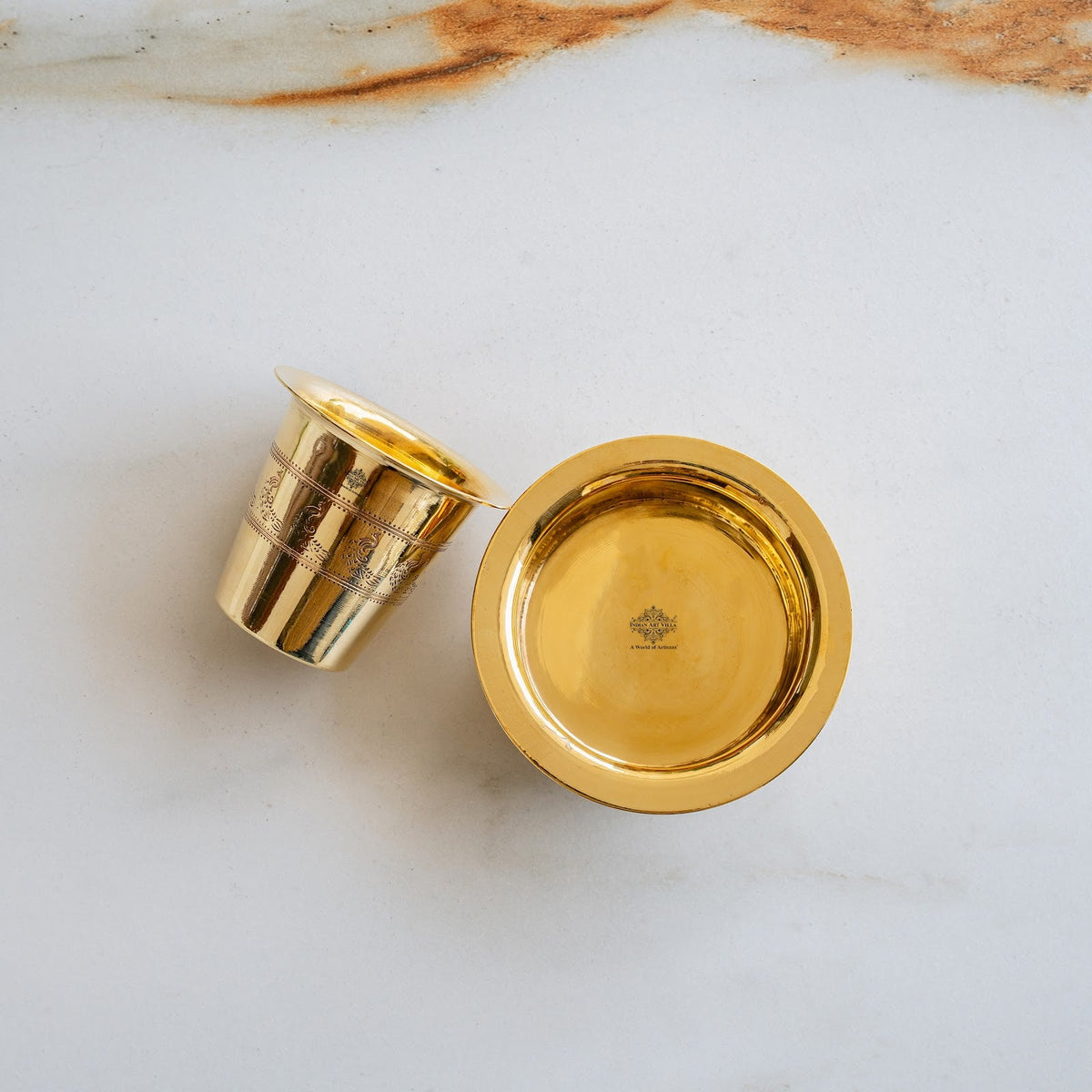Brass Filter Coffee Dabra Set with Peacock Design