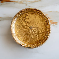 Pure Brass Embossed Scalloped Urli with Lotus Design