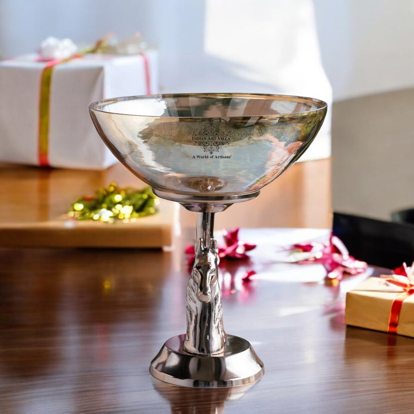 Antique Decorative Bowl with Horse Design Pedestal, Fruit Bowl, Snack Server, Centerpiece Dish, Home & Table Decor