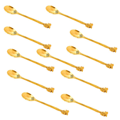 Brass Designer Spoon, Tree Design, Flatware, Gold