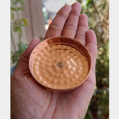 Indian Art Villa, Pure Copper Glass/Cup Lid With  Hammered Design, Small Size Lid, Set Of 6