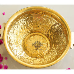 Pure Brass Embossed Design Urli  5Ltr.