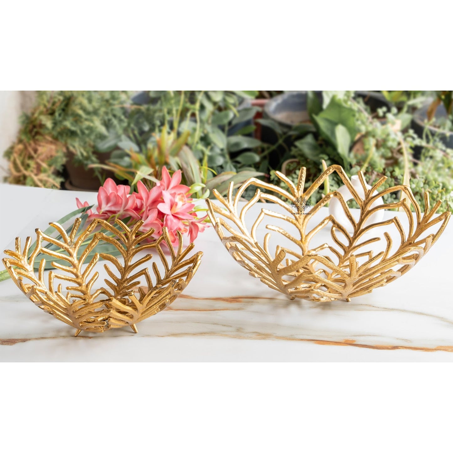 Brass Finish Decorative Cutting Basket – 12.6 Inches, Luxury Home Decor Bowl, Ideal for Fruits, Snacks, Festive Gifting
