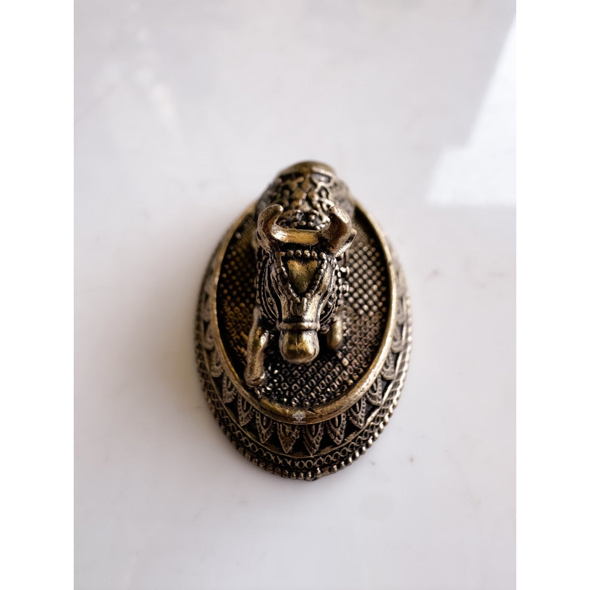 Pure Brass Miniature Sitting Nandi Ji Murti - 2.54 cm