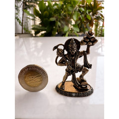 Pure Brass Miniature Hanuman Ji Standing Murti with Parvat