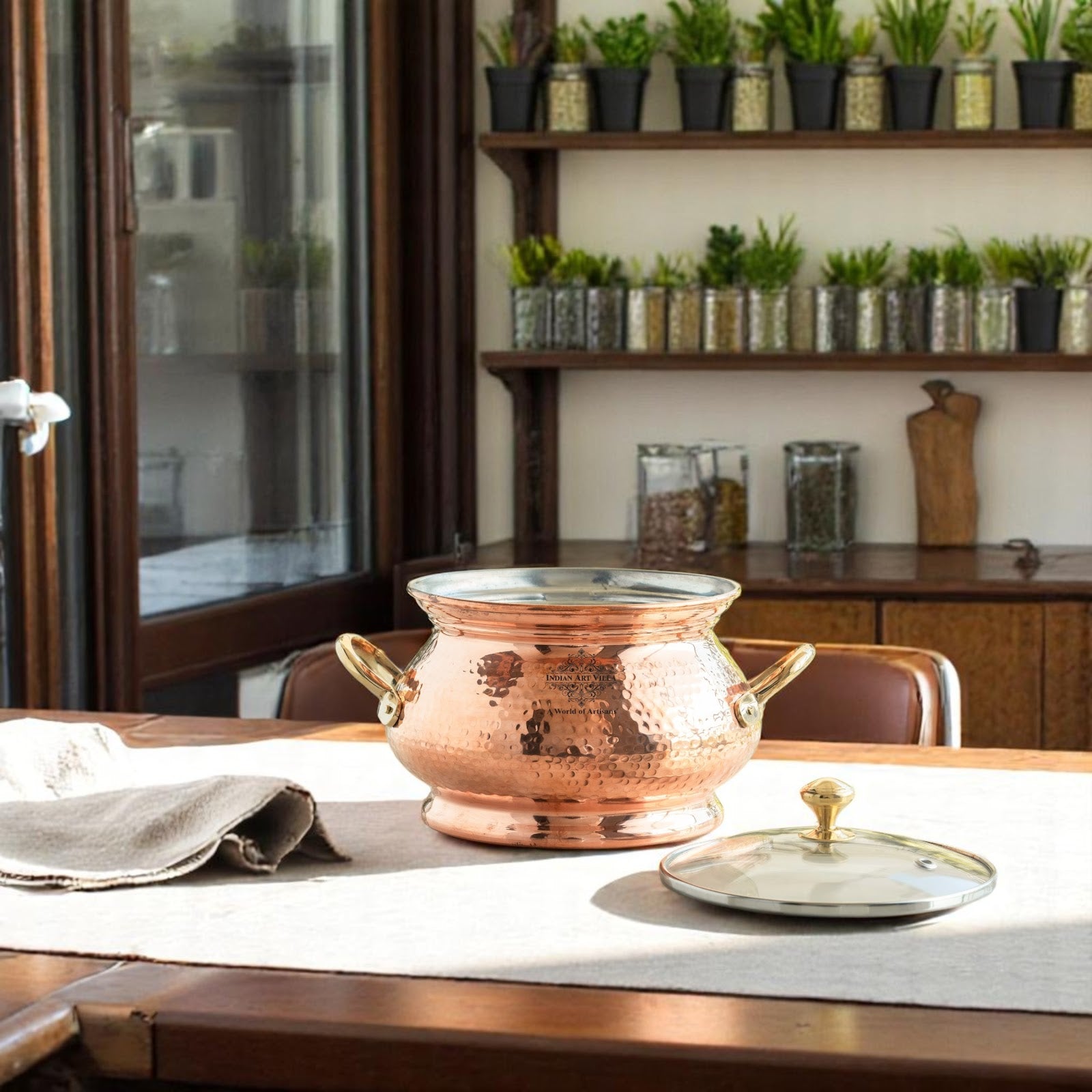 Pure Steel Copper Hammered  Biriyani Handi With Inside Tin Lining