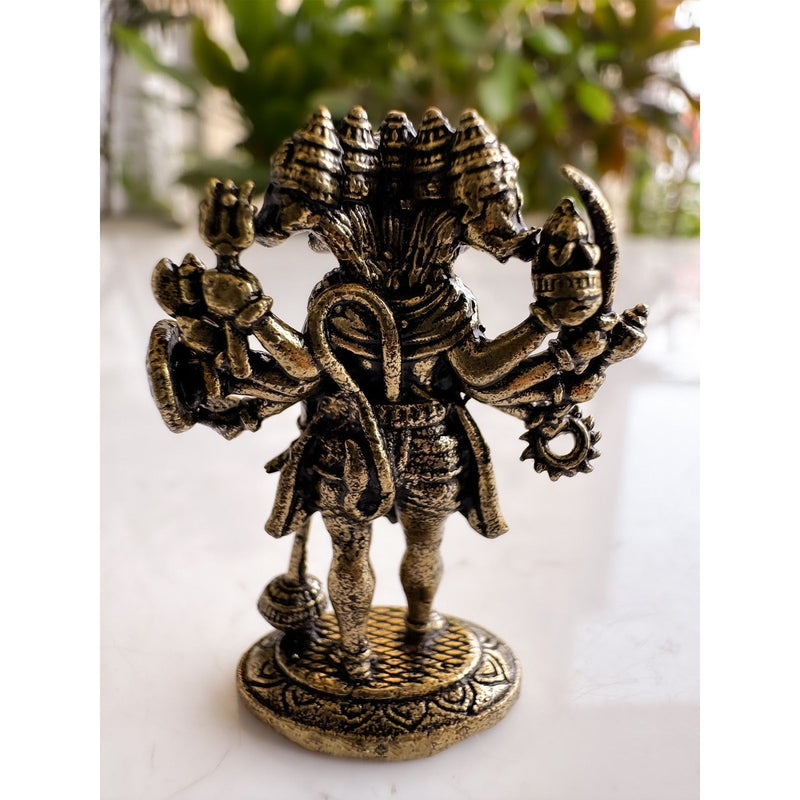 Pure Brass Miniature Panch Mukhi Hanuman Ji Murti - 4 cm