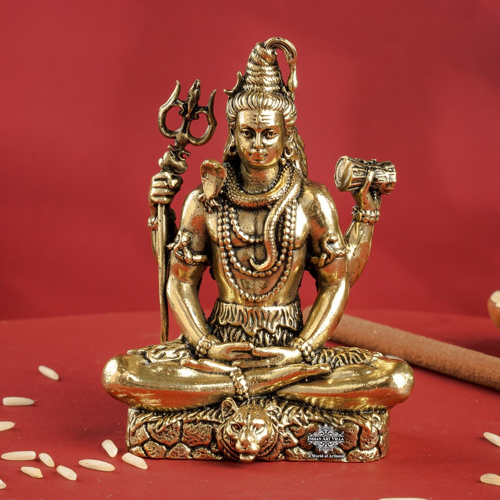 Pure Brass Shiv JI Murti with Trishul Damaru