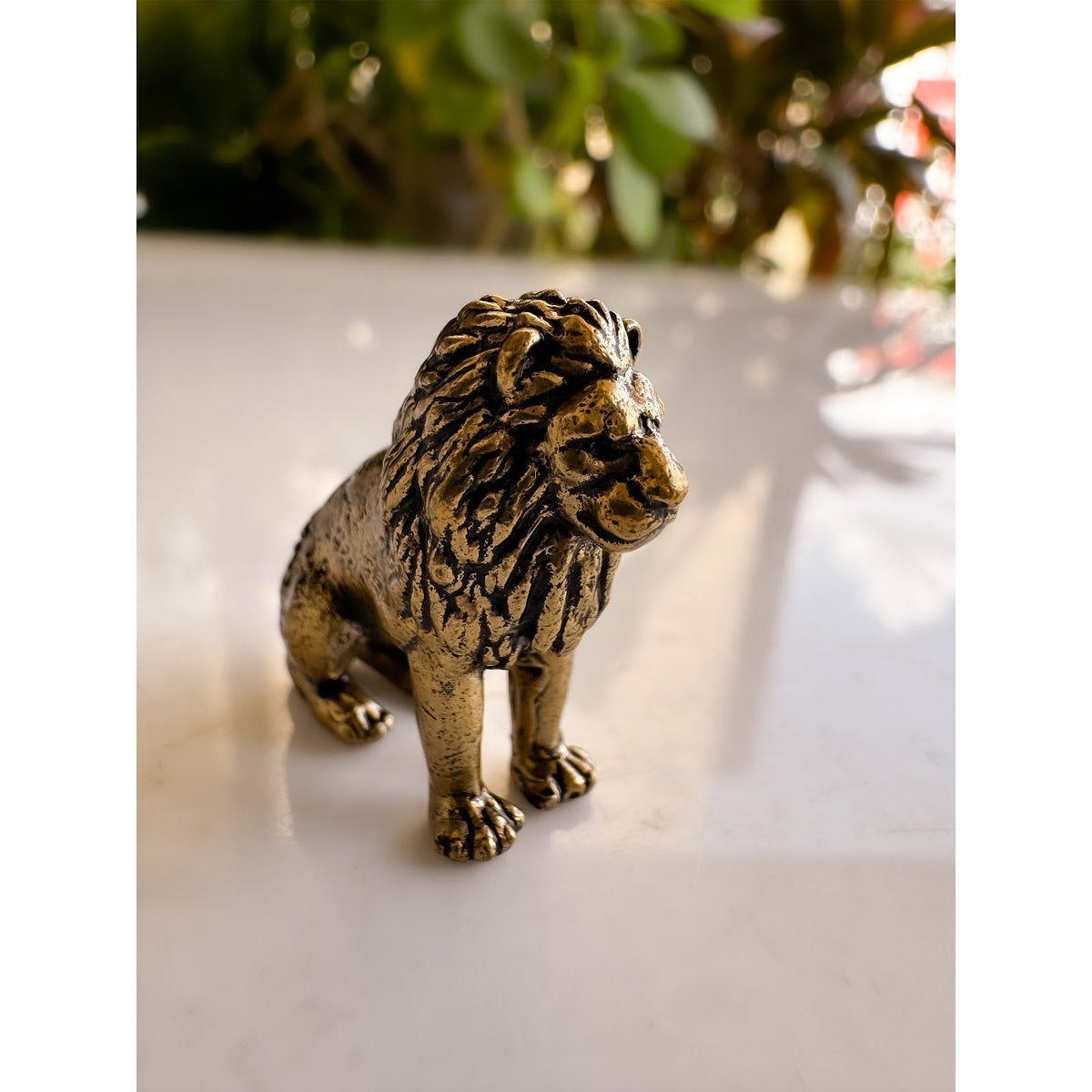 Pure Brass Miniature Lion Statue - 2.54 Cm