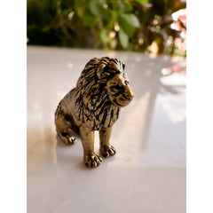 Pure Brass Miniature Lion Statue - 2.54 Cm