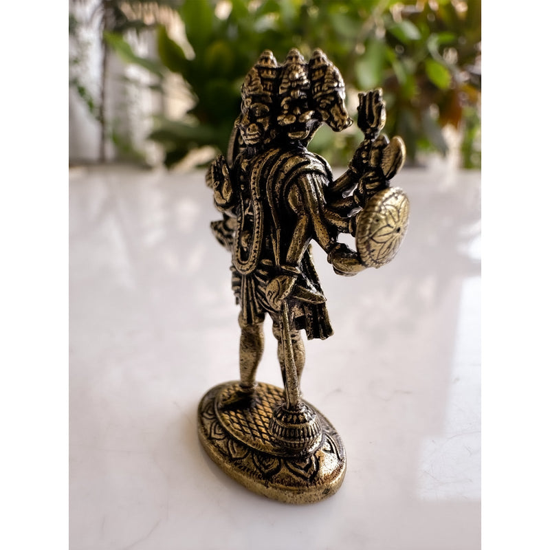 Pure Brass Miniature Panch Mukhi Hanuman Ji Murti - 4 cm