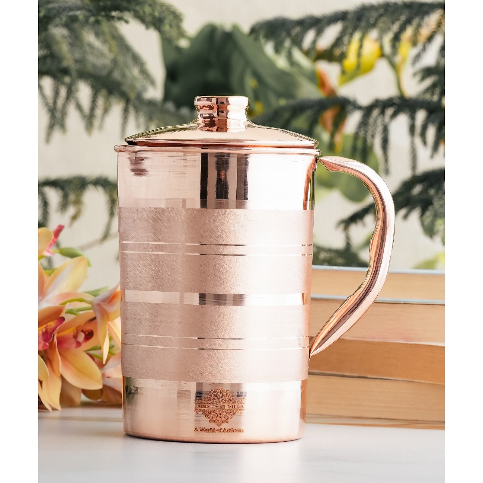 Pure Copper Luxury Design Jug with Lid and Handle – 1700 ML