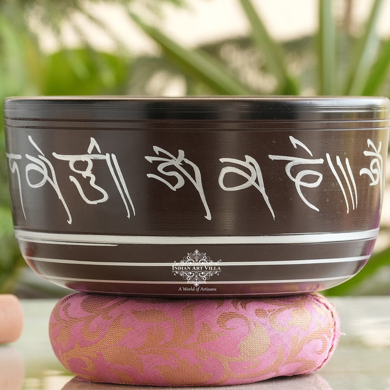 Handcrafted Tibetan Singing Brass Bowl with Sacred Engravings- Helpful For Meditation.