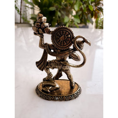 Pure Brass Miniature Hanuman Ji Standing Murti with Parvat