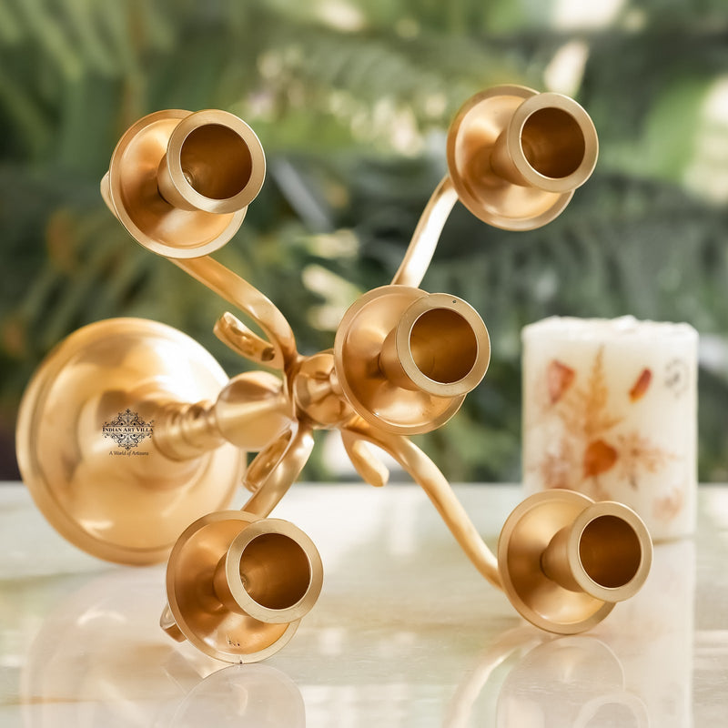 Pure Brass 5-Candle Arms Candelabra Centerpiece Candle Stand