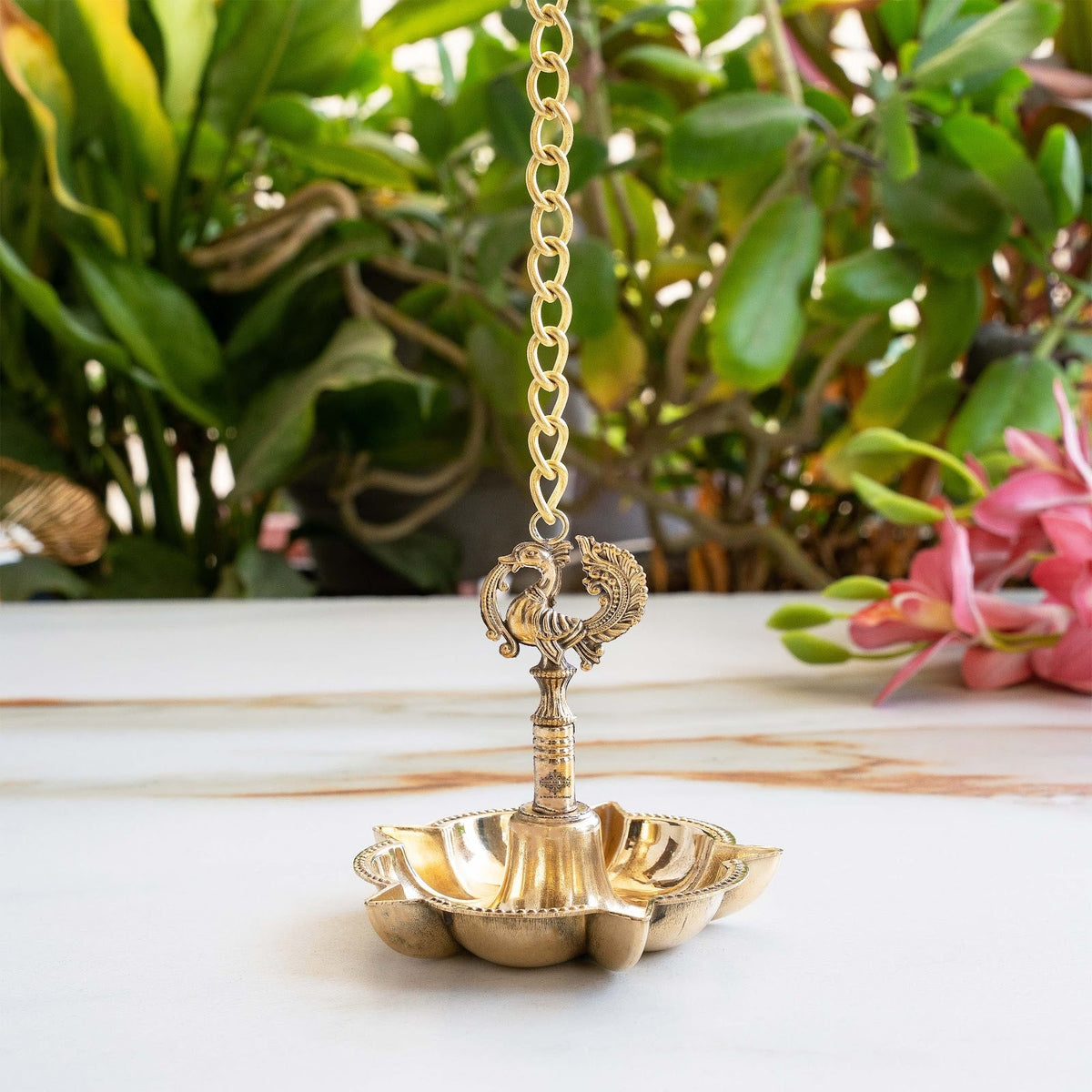 Brass Hanging Diya Set of 2 for Daily Pooja and Ritual Lighting