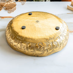Golden Metal Urli Bowl With Embossed Design
