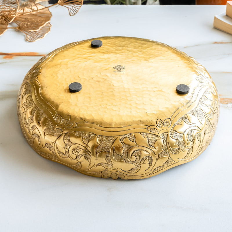 Golden Metal Urli Bowl With Embossed Design