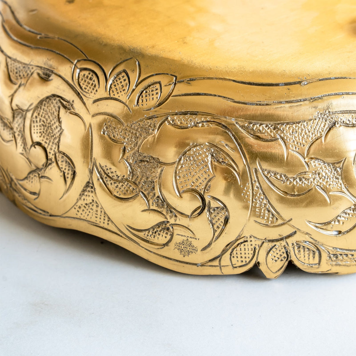 Golden Metal Urli Bowl With Embossed Design