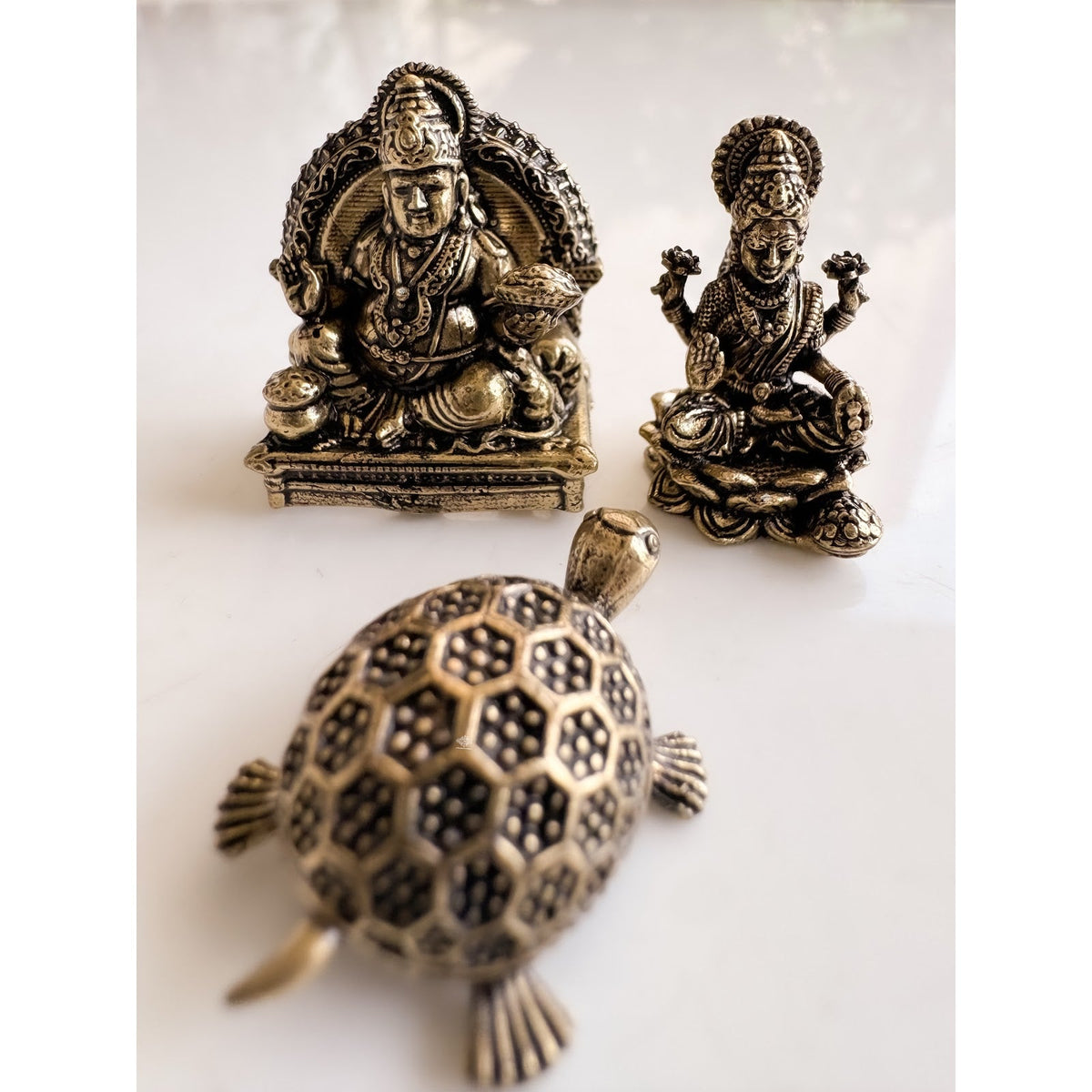 Pure Brass Miniature Dhan-Vaibhav Wealth Murti Combo Set
