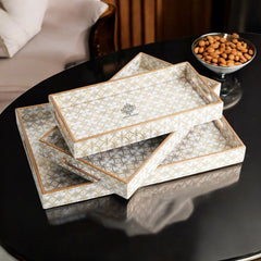 Wooden Tray Set of 3  Handcrafted Multipurpose Decorative Serving Platters