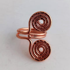 Pure Copper Spiral Ring Adjustable Unisex Fashion Ring