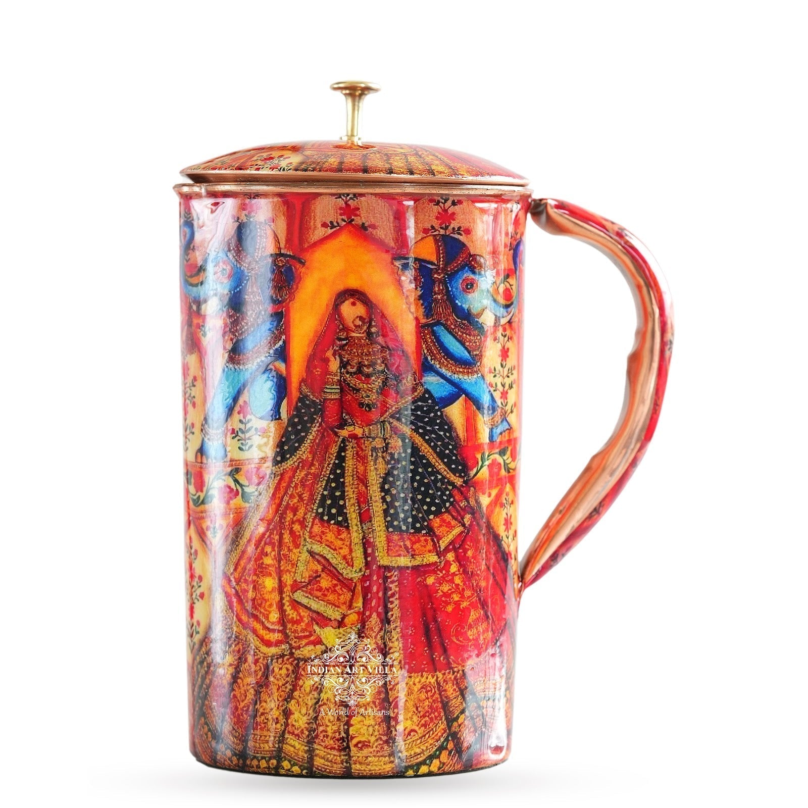 Pure Copper Printed Padharo Mhare Desh Jug & Glass Gift Set