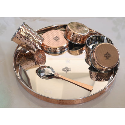 Steel Copper Dinner Set With Antique Hammered Design