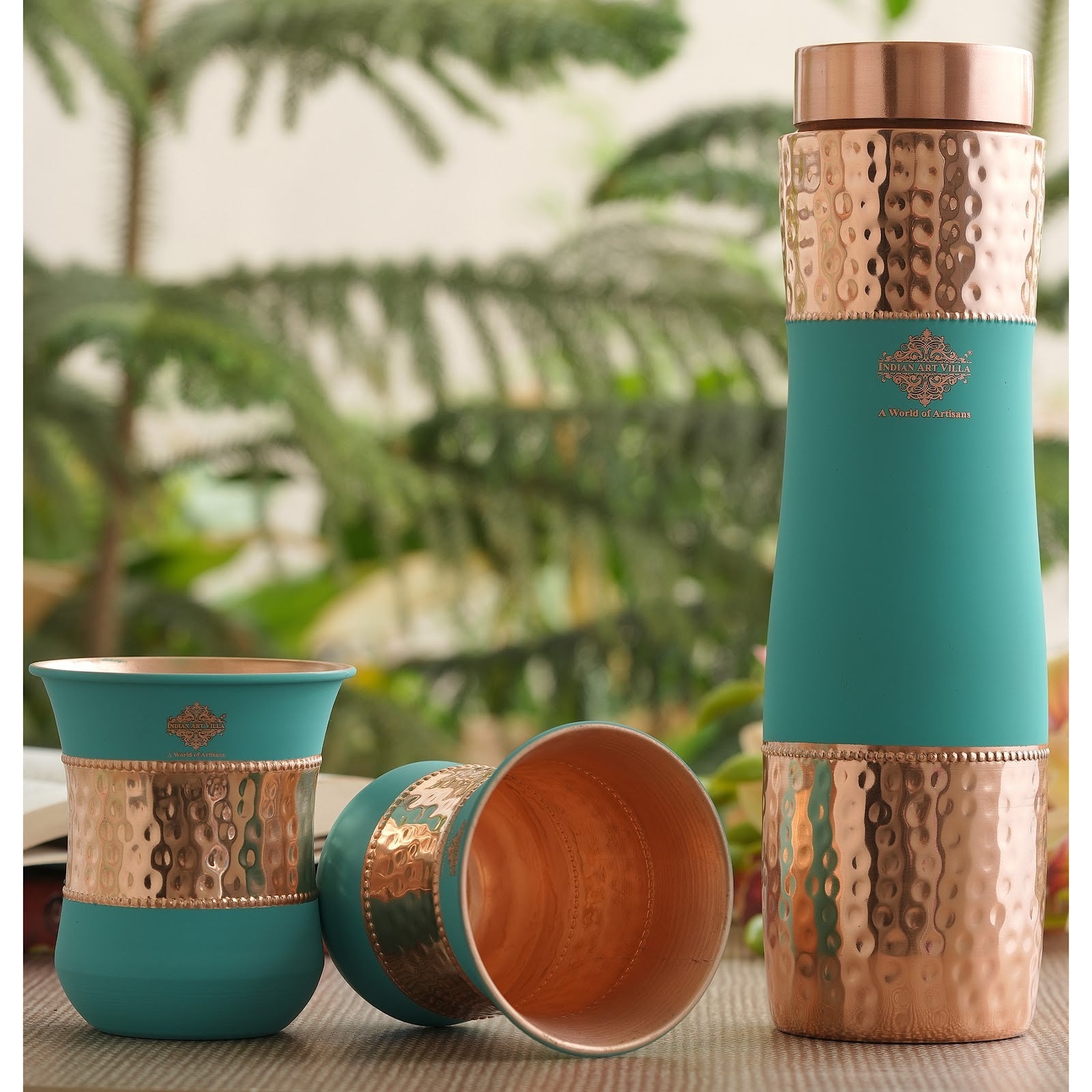 Personalized Copper Silk Finish Bottle & Glass Gift Set