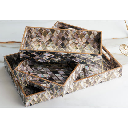 Wooden Tray Set of 3  Handcrafted Multipurpose Decorative Serving Platters