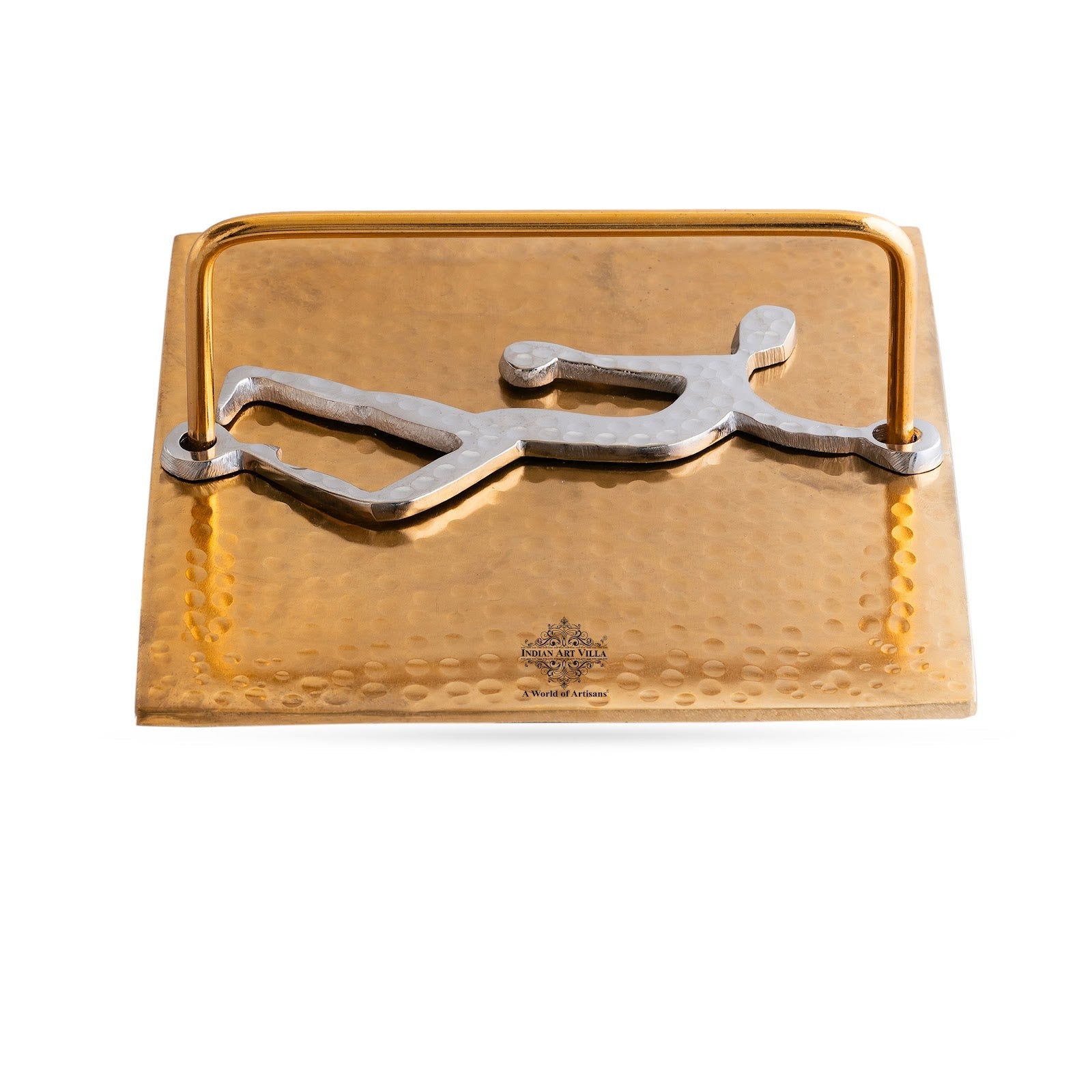 Gold Finish Hammered Design Napkin Holder with Lady Design – Elegant Table Organizer for Dining